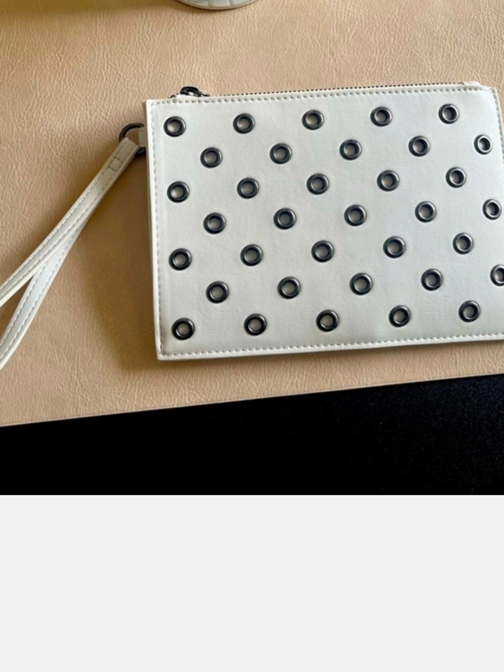 Women's Express White Eyelet Wristlet Clutch Bag Like New